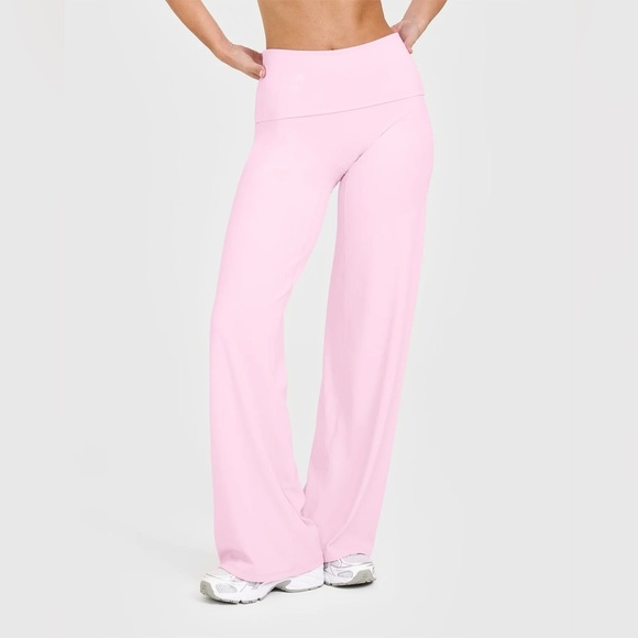 Oner Active chalk Pink soft motion fold over straight Leg Pants small - Picture 1 of 3